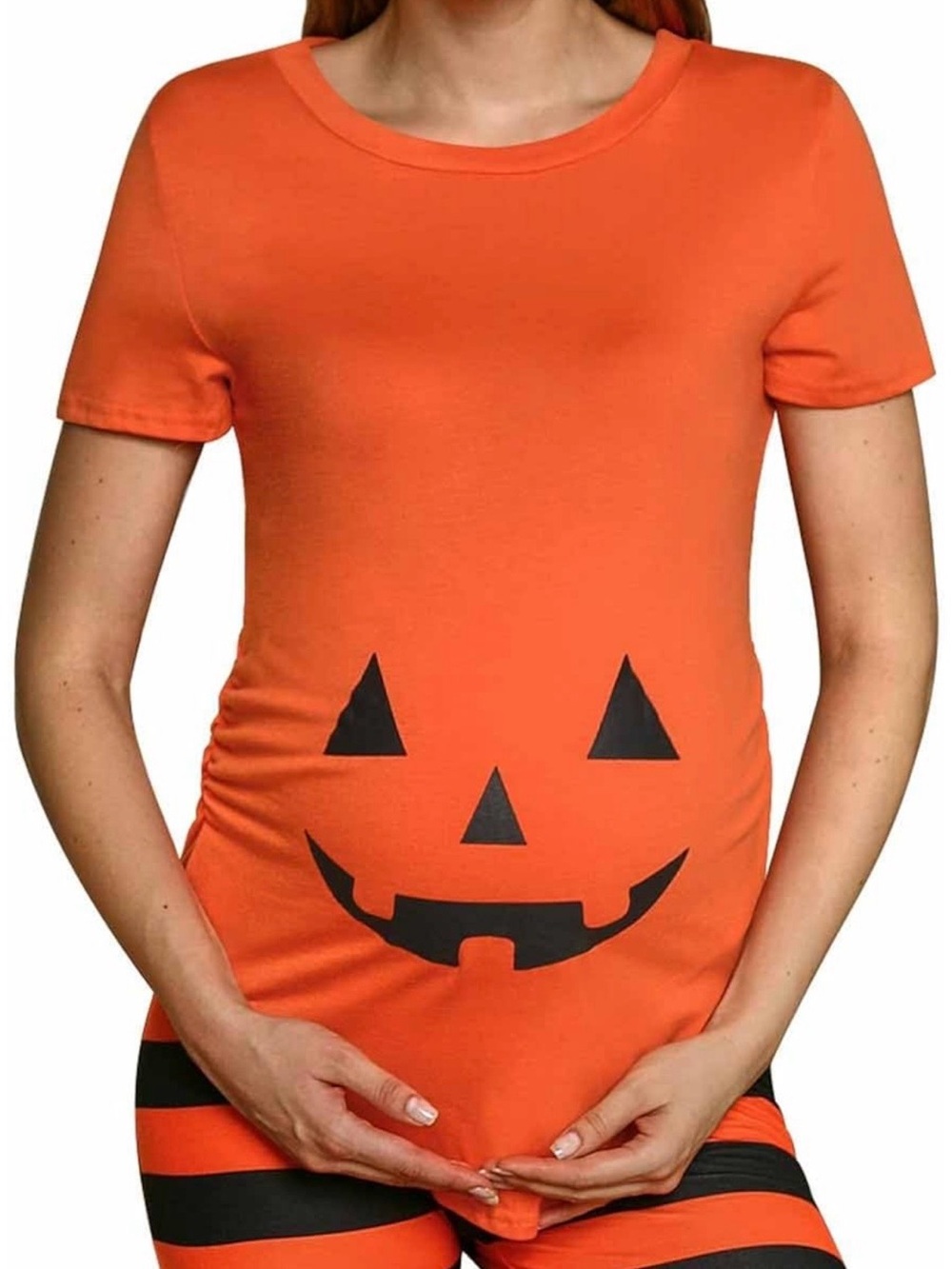 Crazy Dog Maternity Jack O Lantern Pumpkin Halloween T-Shirt Small